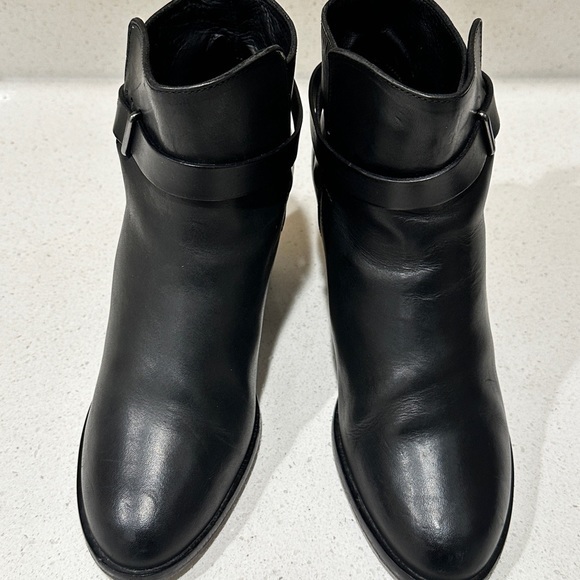 Rag‎ & Bone Harrow Ankle Boots Black Leather Size 38 Ankle Strap Booties - Picture 6 of 11
